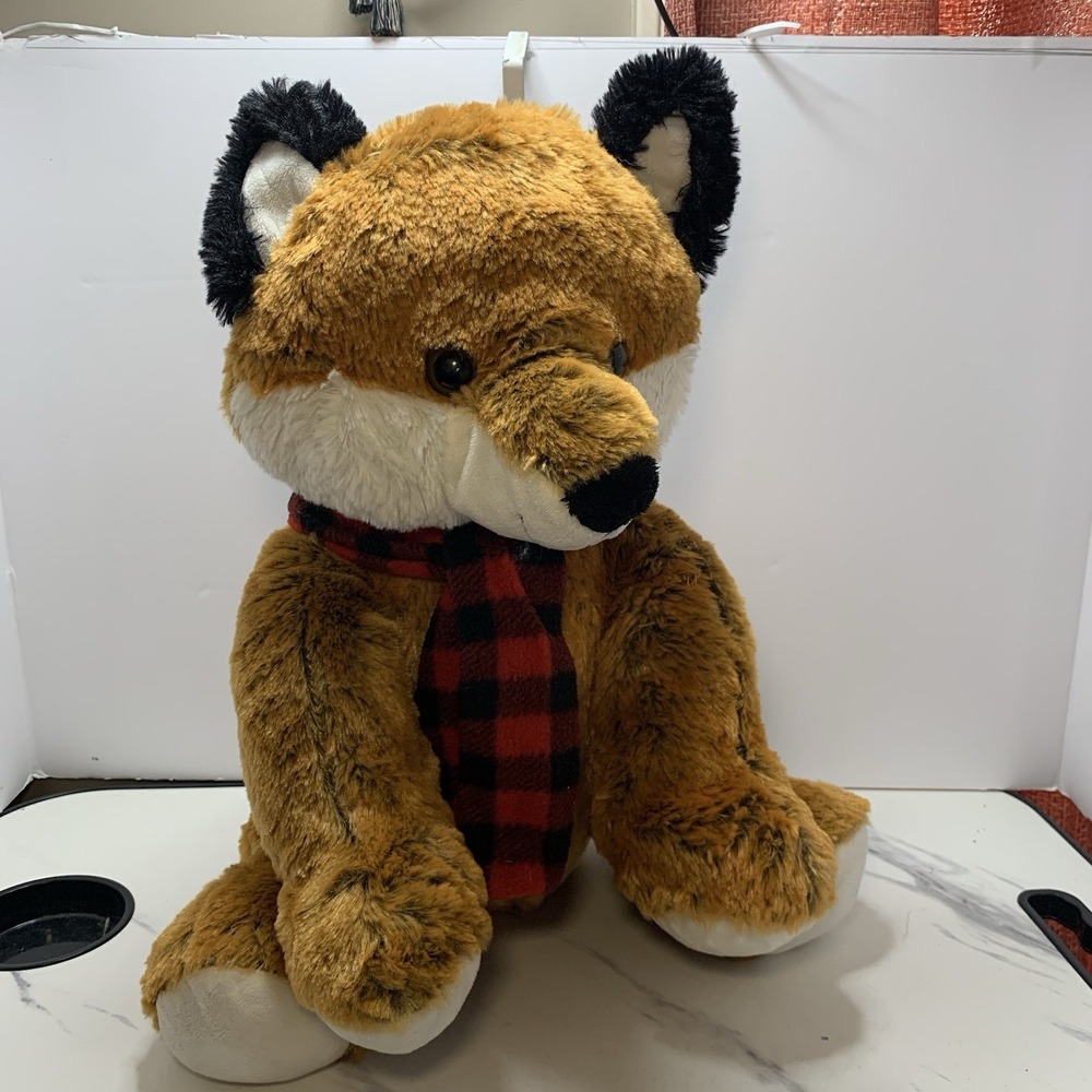 Dan Dee Soft Plush Fox Plaid Scarf Stuffed Animal Lovey Woodland Creatures